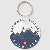 Sneeuwmassa Colorado Vlag Retro Sunset Ski Souveni Sleutelhanger (Achterkant)