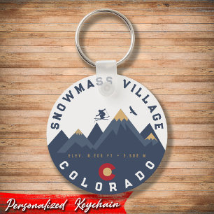 Sneeuwmassa Colorado Vlag Retro Sunset Ski Souveni Sleutelhanger