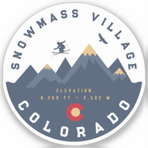 Sneeuwmassa Colorado Vlag Retro Sunset Ski Souveni Sticker