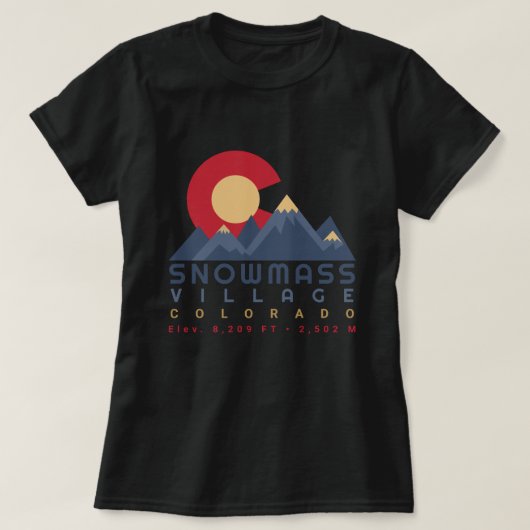 Sneeuwmassa Colorado Vlag Retro Sunset Ski Souveni T-shirt (Design voorkant)