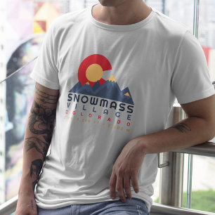 Sneeuwmassa Colorado Vlag Retro Sunset Ski Souveni T-shirt