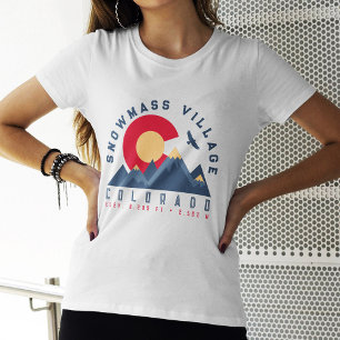 Sneeuwmassa Colorado Vlag Retro Sunset Ski Souveni T-shirt