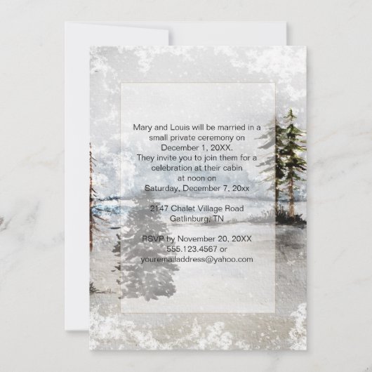 Sneeuwmeer Fir Pine Trees Ontvangen alleen bruilof Kaart (Voorkant)