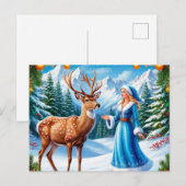 Sneeuwmeisje betoverende winterscène feestdagenkaart (Voorkant / Achterkant)