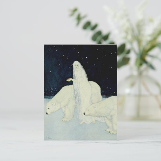 Sneeuwmeisje dat gebroken harten verzamelt briefkaart (Staand voorkant)