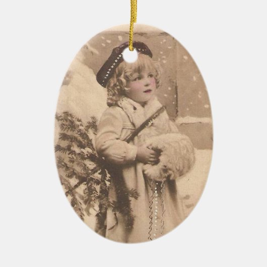  sneeuwmeisje keramisch ornament (Voorkant)