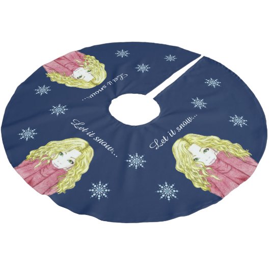Sneeuwmeisje Kerstboom Vloerkleed Rok (Gekanteld)