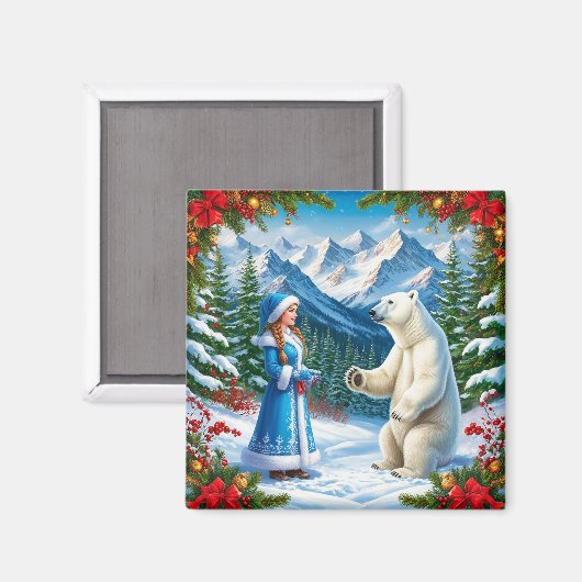 Sneeuwmeisje met feestelijke inrichting en Polar B Magneet (Voorkant / Achterkant)