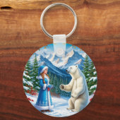 Sneeuwmeisje met feestelijke inrichting en Polar B Sleutelhanger (Achterkant)