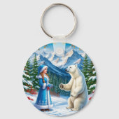 Sneeuwmeisje met feestelijke inrichting en Polar B Sleutelhanger (Achterkant)