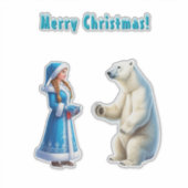 Sneeuwmeisje met feestelijke inrichting en Polar B Sticker (Voorkant)