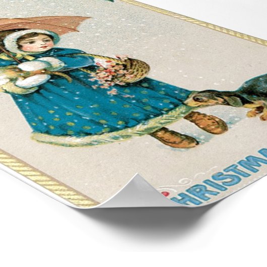 Sneeuwmeisje met kat en hond poster (Hoek)