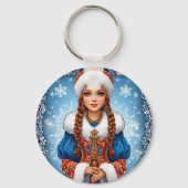 Sneeuwmeisje Mooi Winterportret Sleutelhanger (Achterkant)