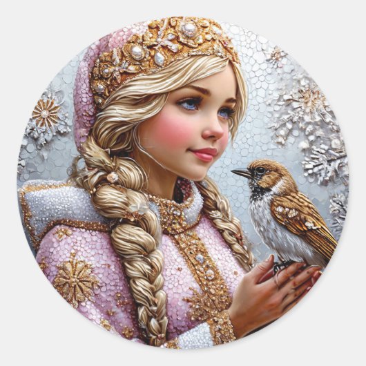 Sneeuwmeisje Sticker Winterfee Cadeau (Voorkant)