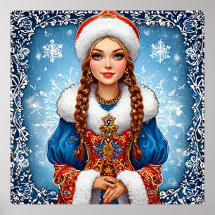 Sneeuwmeisje Winter Wanddecoratie voor een Cozy Sl Poster