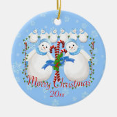 Sneeuwmeisjes en snoeprietjes kerstmannetjes Orna Keramisch Ornament (Voorkant)