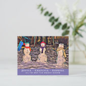 Sneeuwmensen vrolijk-dankbaar-hoopvol Xmas-Briefka Briefkaart (Staand voorkant)