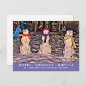Sneeuwmensen vrolijk-dankbaar-hoopvol Xmas-Briefka Briefkaart (Voorkant / Achterkant)