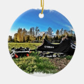 sneeuwmobiel keramisch ornament (Voorkant)