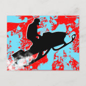 Sneeuwmobiel. poederspoor. briefkaart (Voorkant)