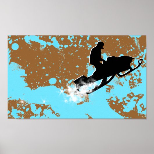 Sneeuwmobiel. poederspoor. poster (Voorkant)