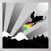 Sneeuwmobiel. poederspoor. poster (Voorkant)