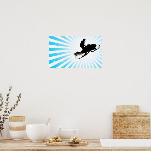 Sneeuwmobiel. poederspoor. poster (Keuken)