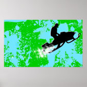 Sneeuwmobiel. poederspoor. poster (Voorkant)