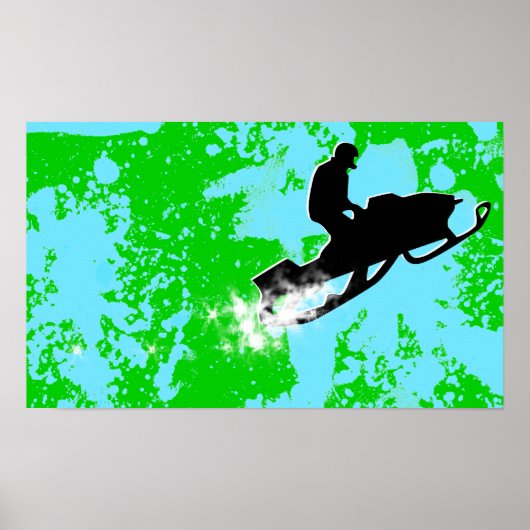 Sneeuwmobiel. poederspoor. poster (Voorkant)