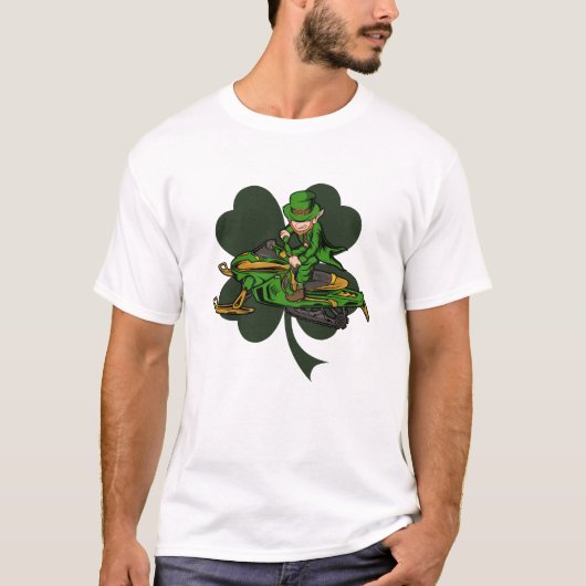 Sneeuwmobiler Leprechaun St. Patrick's Day T-shirt (Voorkant)