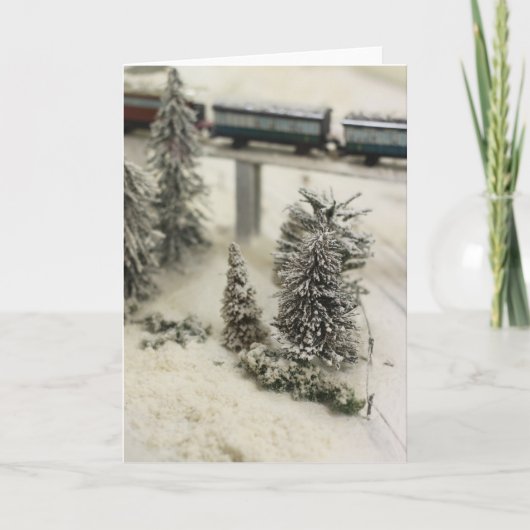 Sneeuwmodel spoorweg scene feestdagen kaart (Voorkant)