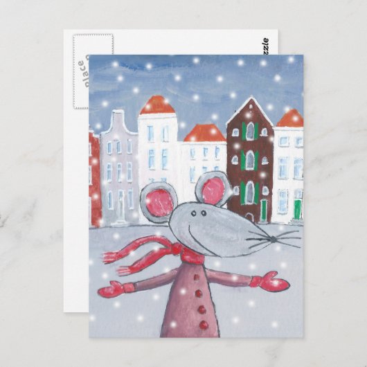 Sneeuwmuis Briefkaart (Voorkant / Achterkant)