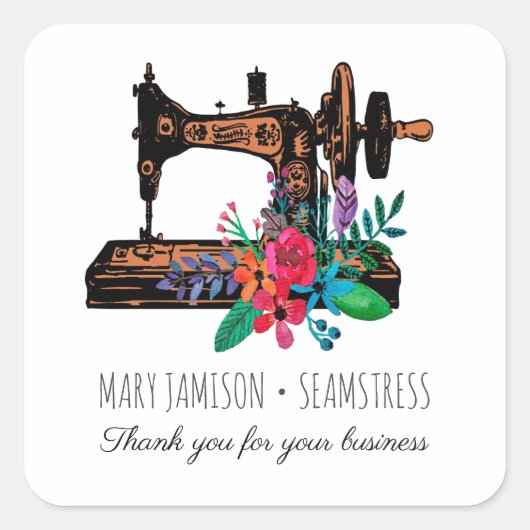 Sneeuwnaagmachines voor  naaimachines vierkante sticker (Voorkant)