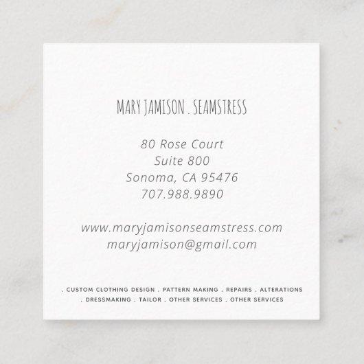 Sneeuwnaagmachines voor  naaimachines vierkante visitekaartje (Achterkant)