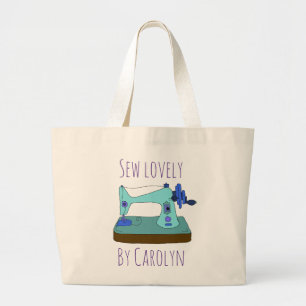 Sneeuwnaaimachine,  naaimachine, jouw naam grote tote bag