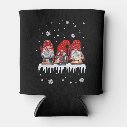Sneeuwnaaimachine voor kerstgrind Shirt Blikjeskoeler (Voorkant)