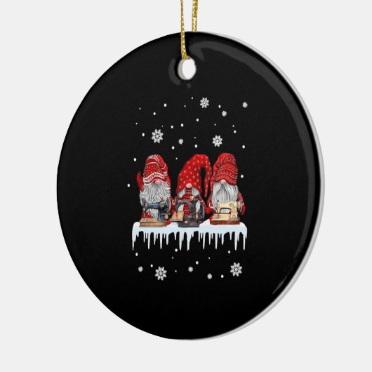 Sneeuwnaaimachine voor kerstgrind Shirt Keramisch Ornament (Links)