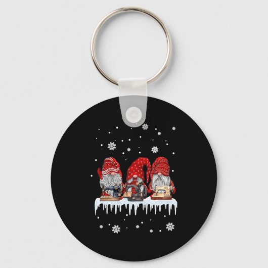 Sneeuwnaaimachine voor kerstgrind Shirt Sleutelhanger (Voorkant)