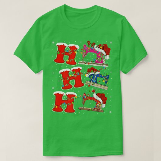 Sneeuwnaaiwitjes Licht Sinterho-naaimachine T-shirt (Design voorkant)