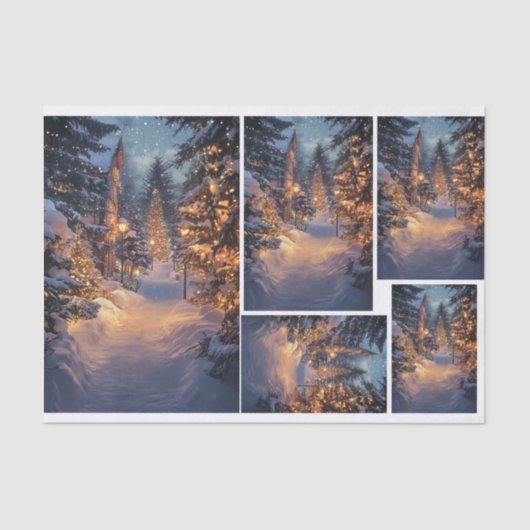 Sneeuwnacht in de stad tissuepapier (Voorkant)