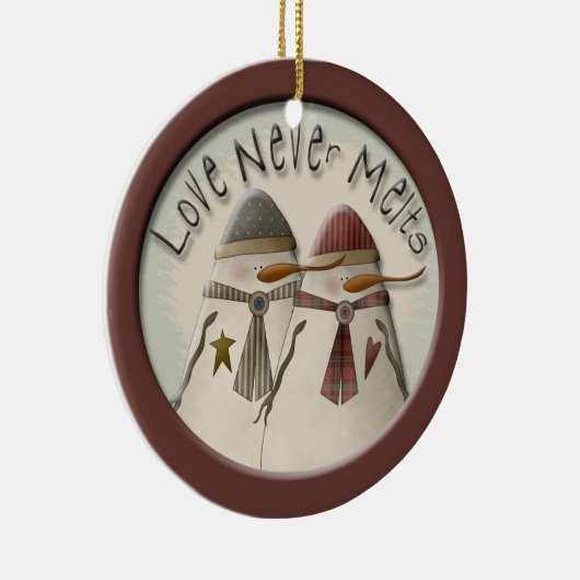 Sneeuwpaar Keramisch Ornament (Rechts)