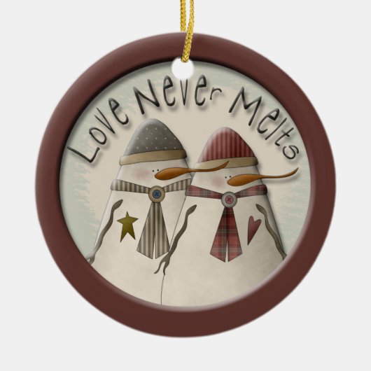 Sneeuwpaar Keramisch Ornament (Voorkant)