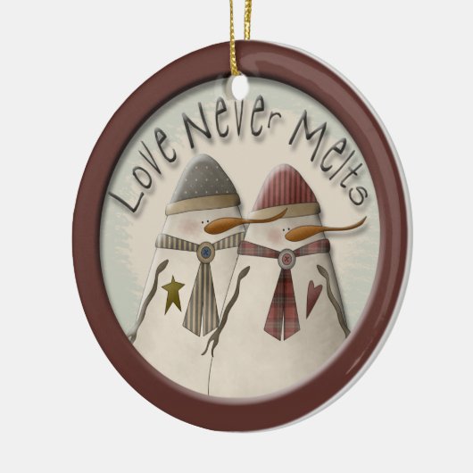 Sneeuwpaar Keramisch Ornament (Links)