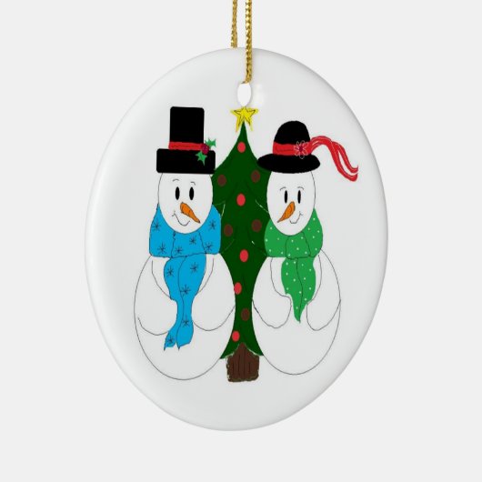 Sneeuwpaar Keramisch Ornament (Rechts)