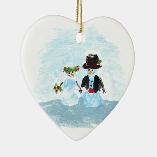 Sneeuwpaar Keramisch Ornament (Rechts)