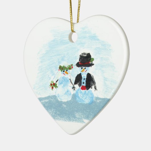 Sneeuwpaar Keramisch Ornament (Links)