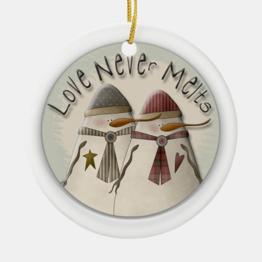 Sneeuwpaar Keramisch Ornament (Voorkant)