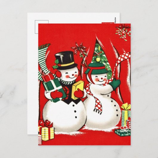  sneeuwpaar kerst feestdagenkaart (Voorkant / Achterkant)