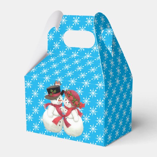 Sneeuwpaar met Snowflake Pattern-pleister Bedankdoosjes (Achterkant)