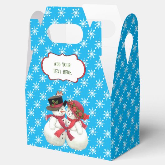 Sneeuwpaar met Snowflake Pattern-pleister Bedankdoosjes (Geopend)